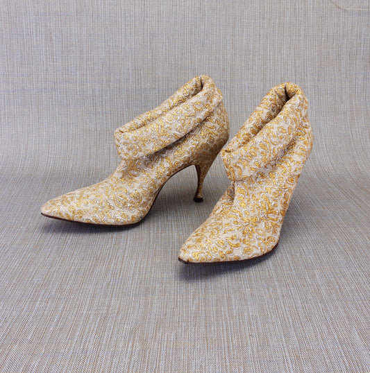 David Evins Deadstock Gold Lurex Ankle Boots UK 3