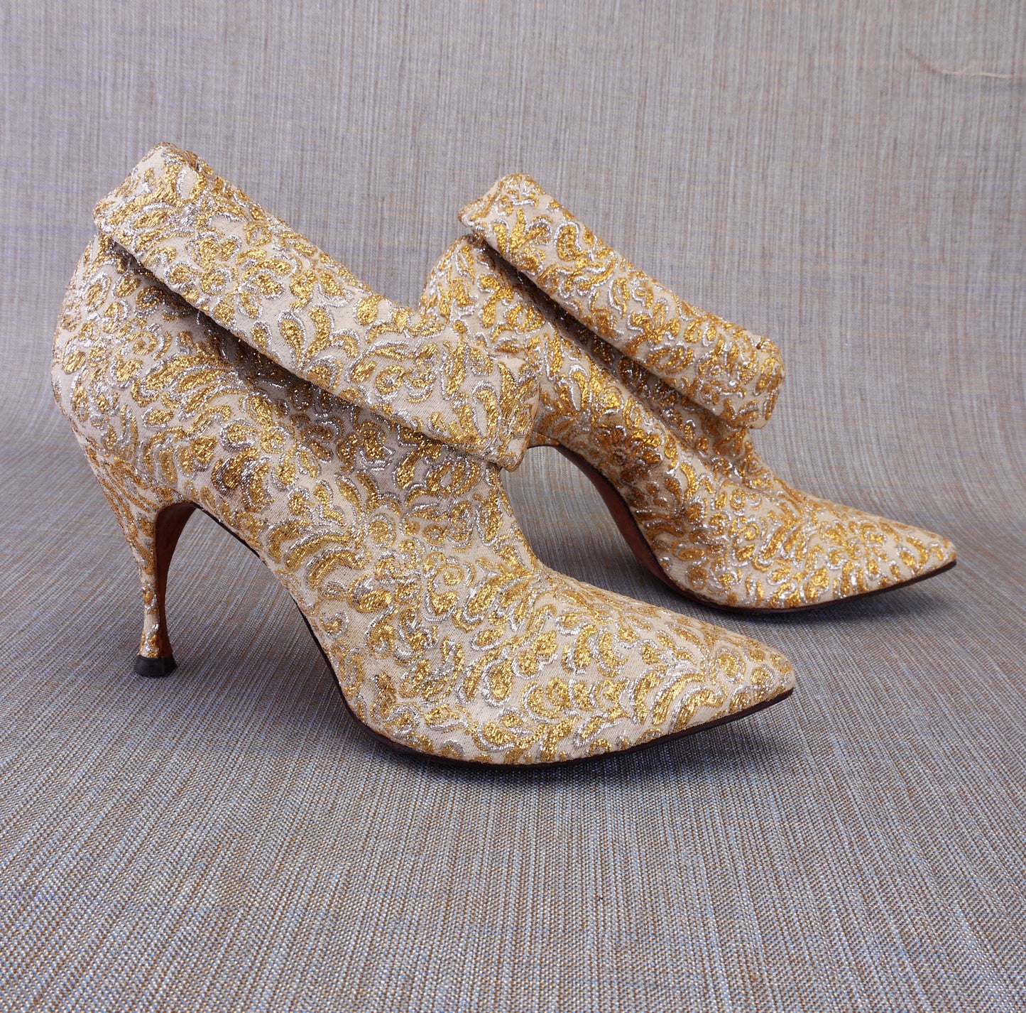 David Evins Deadstock Gold Lurex Ankle Boots UK 3