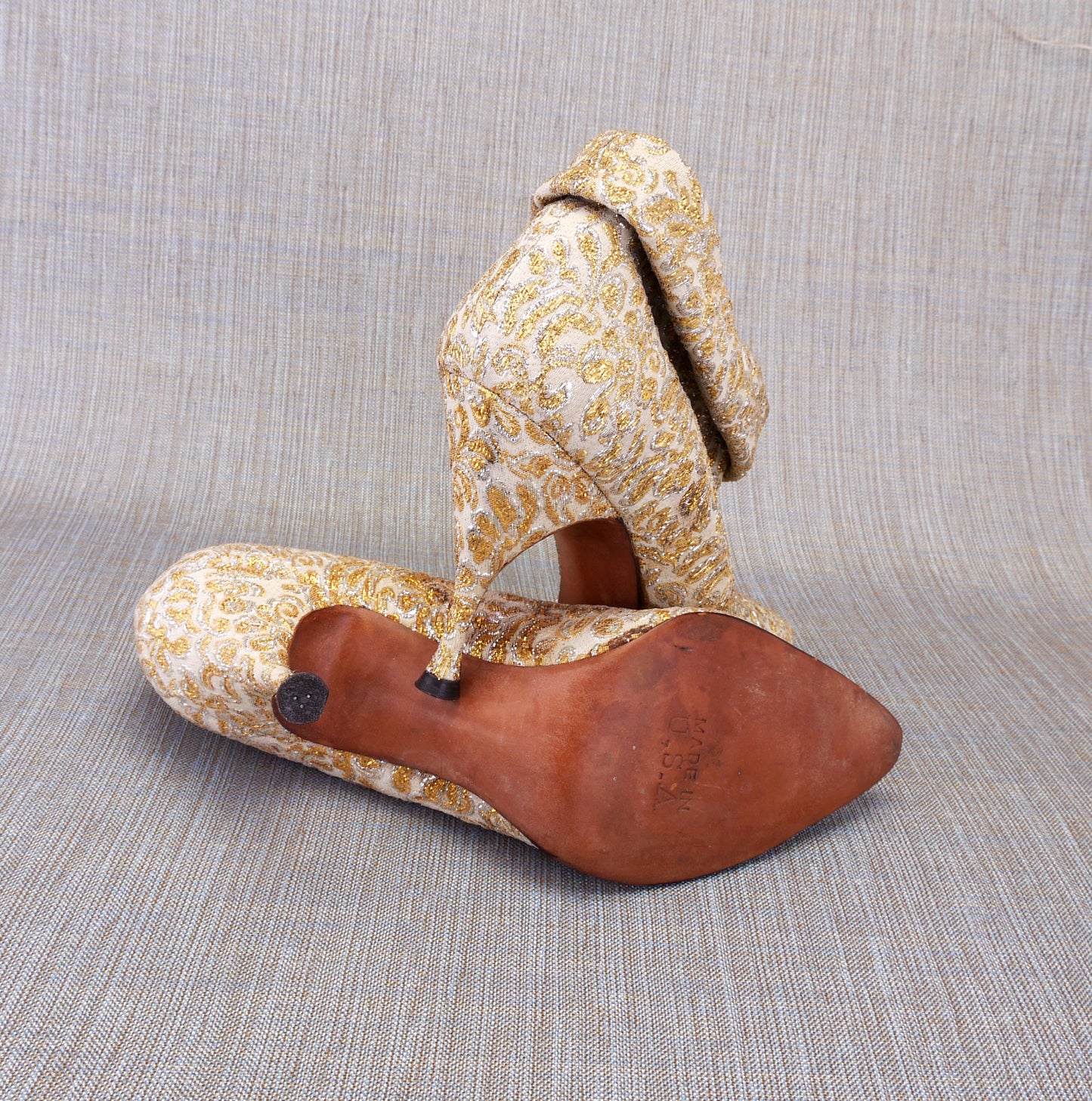 David Evins Deadstock Gold Lurex Ankle Boots UK 3