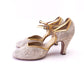 1930s Beige / Cream Stripe & Gold Sandals by Fanchon UK 4