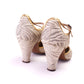 1930s Beige / Cream Stripe & Gold Sandals by Fanchon UK 4