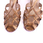 Late 40s - 50s Dull Gold Satin Sandals by Fanchon UK 6.5