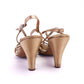 Late 40s - 50s Dull Gold Satin Sandals by Fanchon UK 6.5