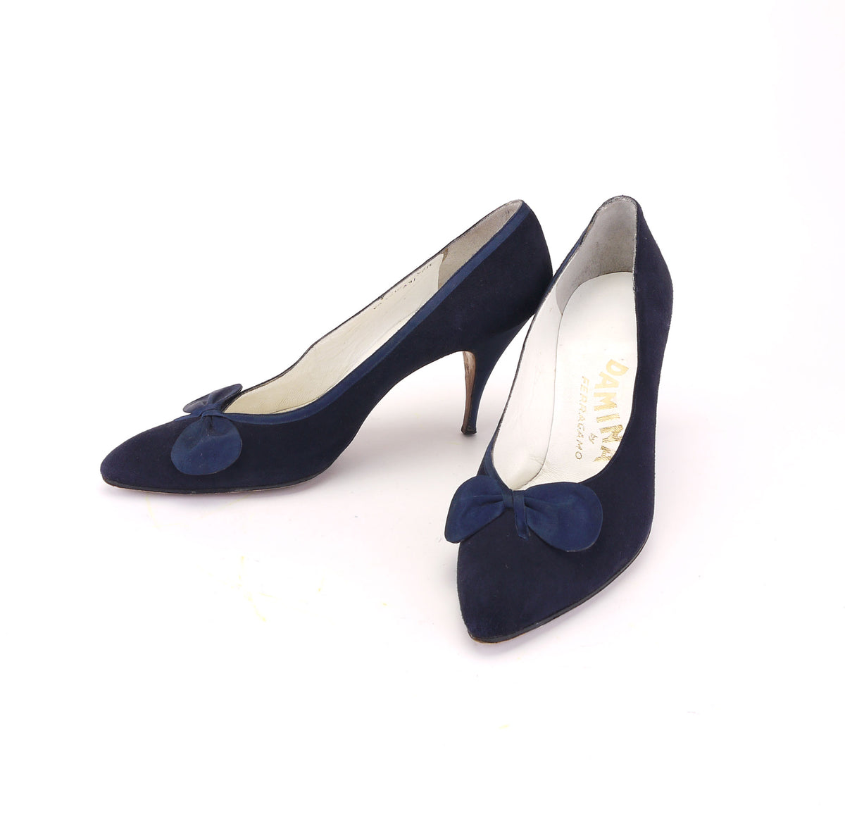 1950s Ferragamo Damina Navy Stilettos UK 5