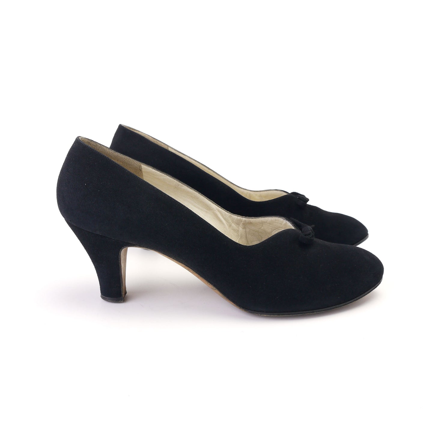 1950s Black Suede Ferragamo Pumps UK 4