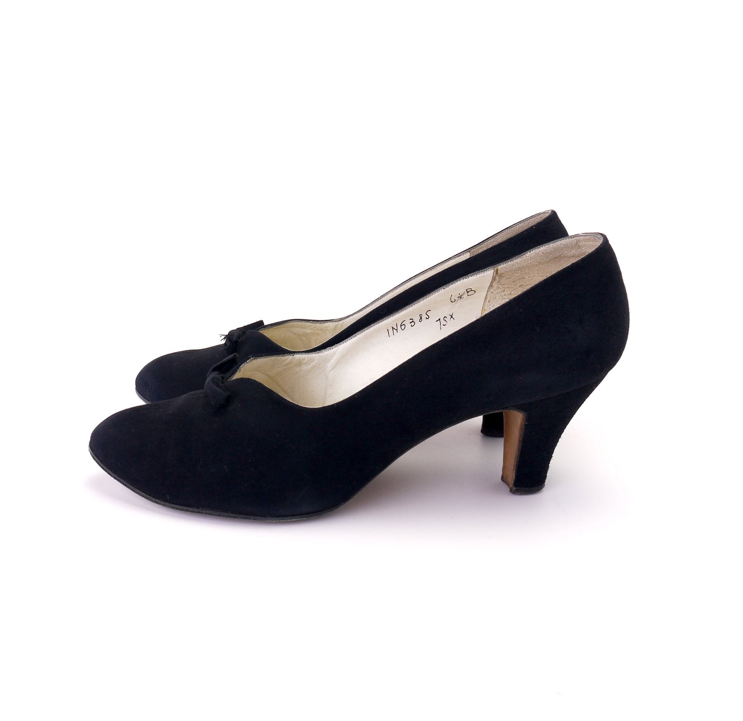 1950s Black Suede Ferragamo Pumps UK 4