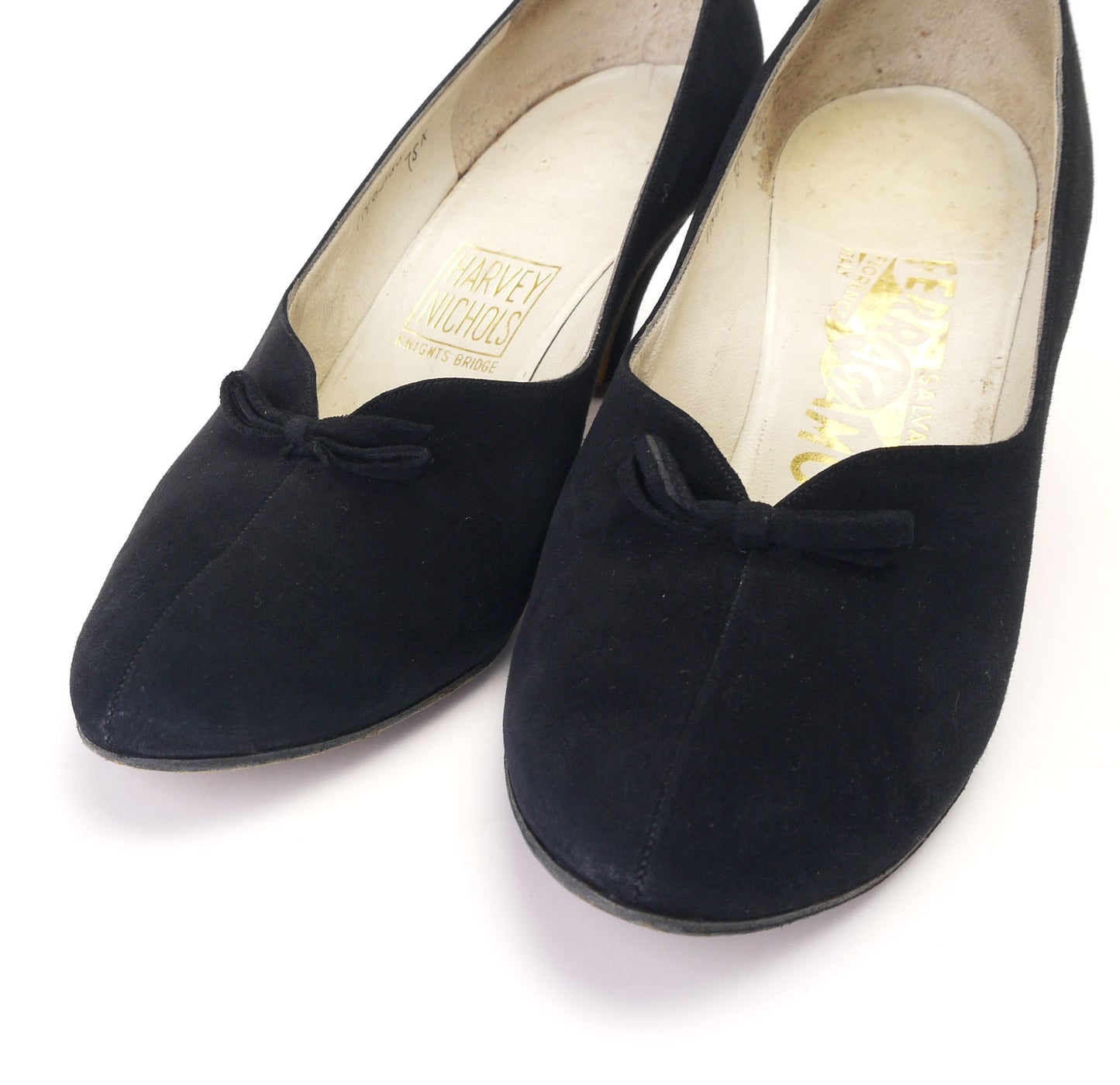 1950s Black Suede Ferragamo Pumps UK 4