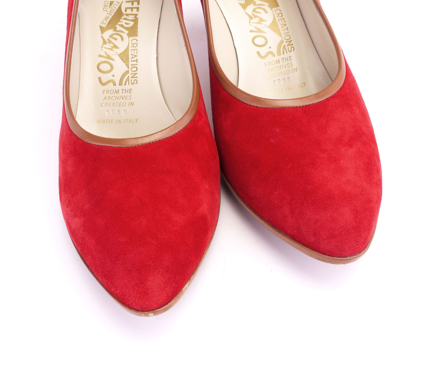 Ferragamo Limited Edition 1958 Red Suede Pumps UK 5.5