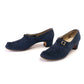 1960s Ferragamo Navy Horn Toe Pumps UK 4.5