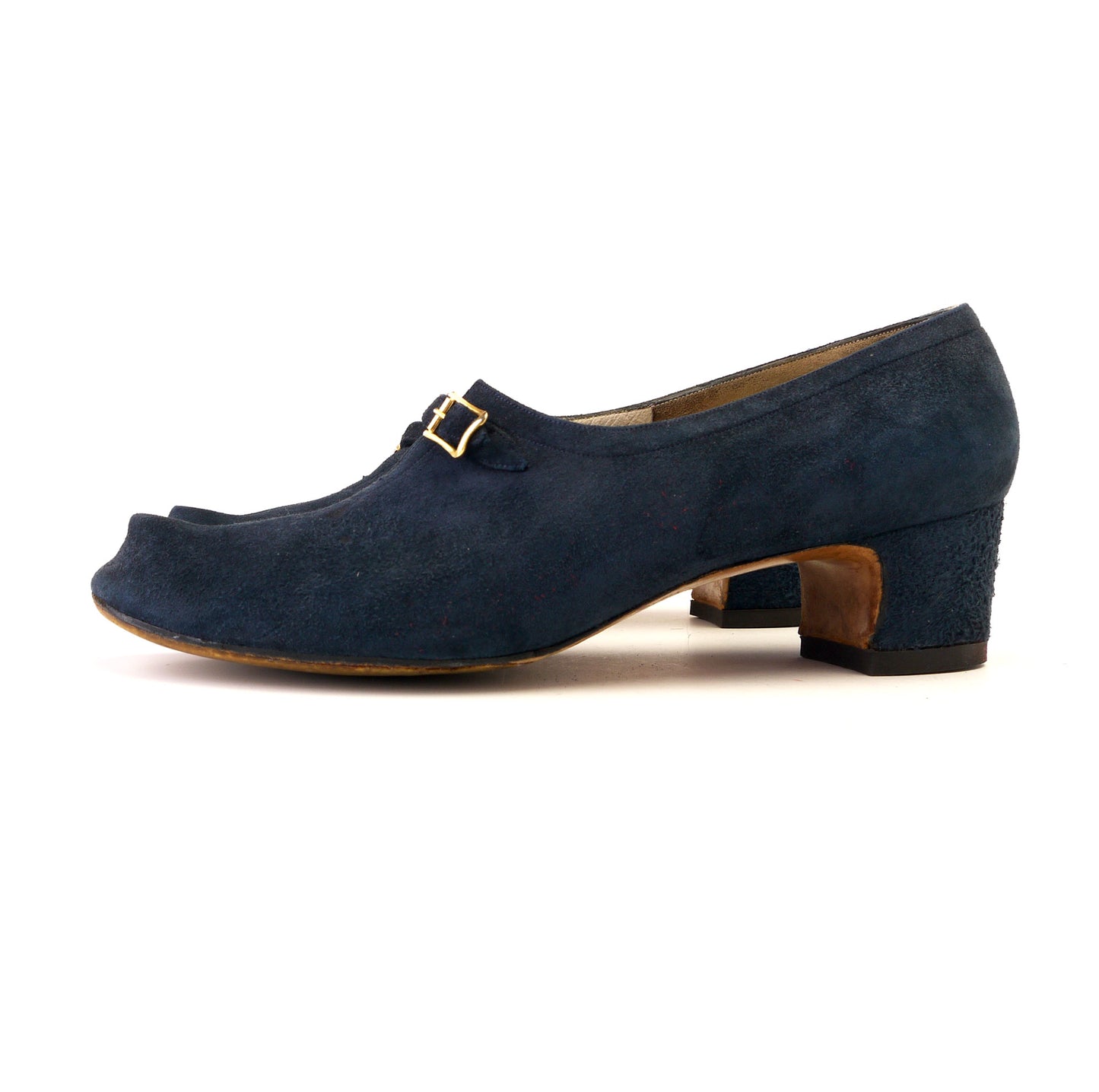 1960s Ferragamo Navy Horn Toe Pumps UK 4.5