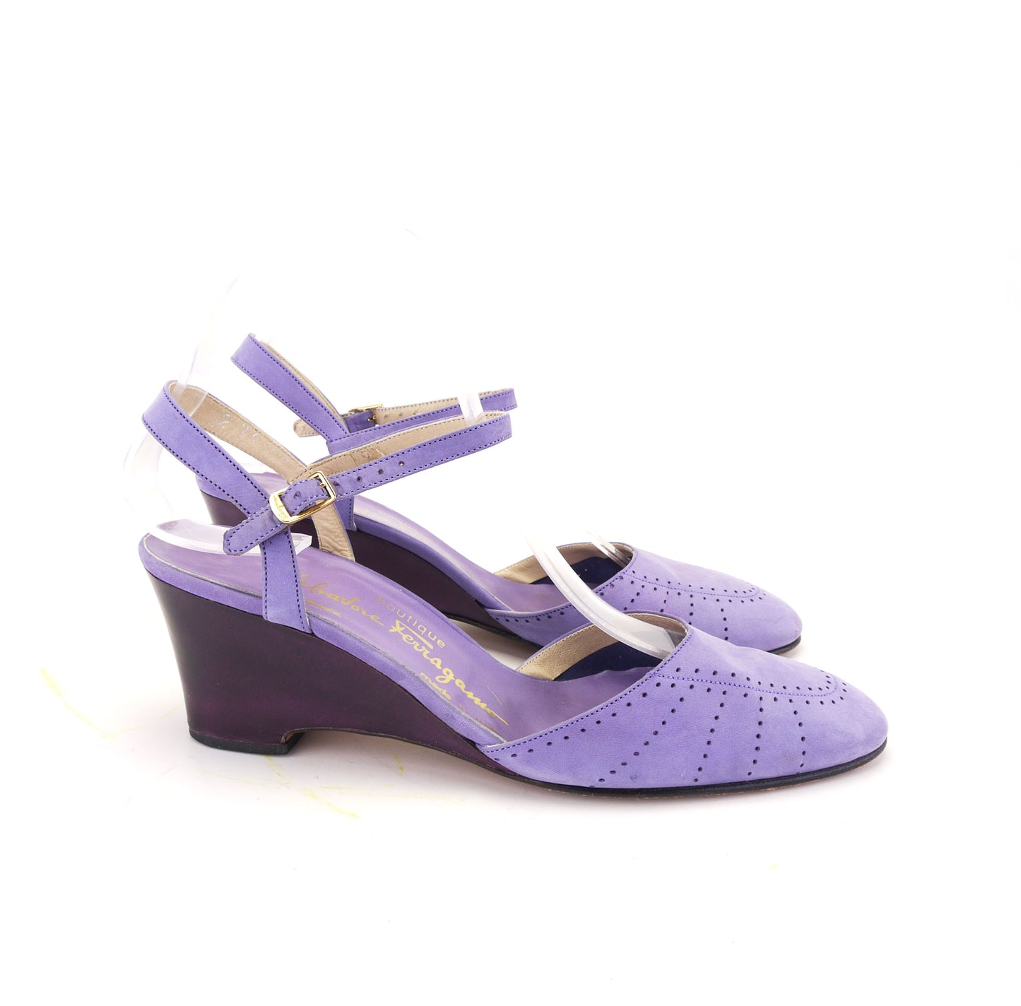1970s Ferragamo Lilac & Purple Wedges UK 4.5