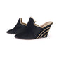 1990s Y2K Black Velvet Ferragamo Wedge Mules UK 3