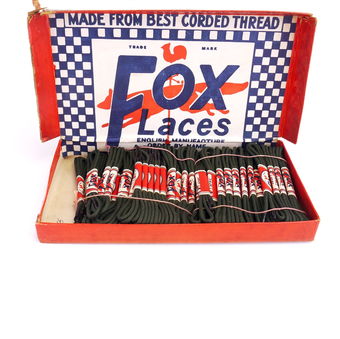 1930s Fox's Round Green 16 Inch Shoe Laces
