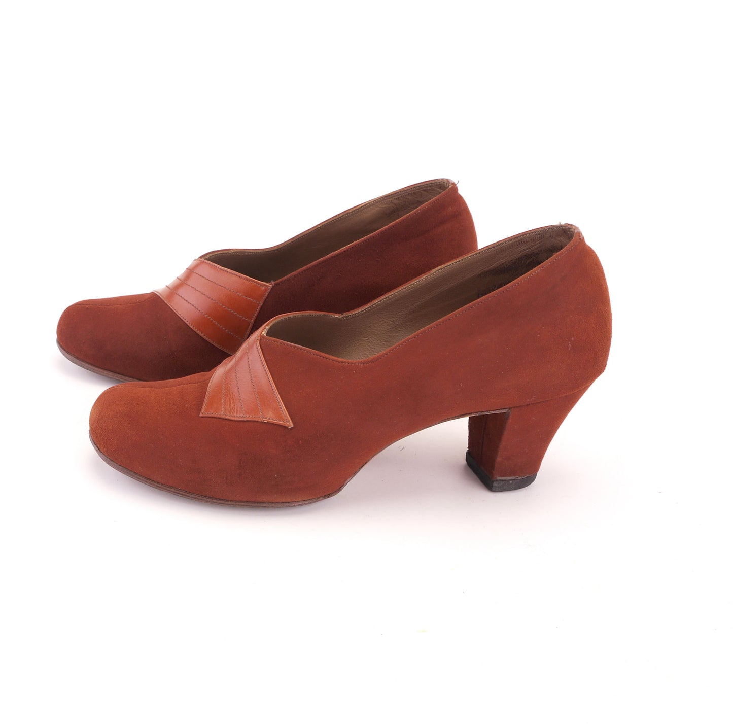 1950s Tan Suede High Cut Pumps UK 4