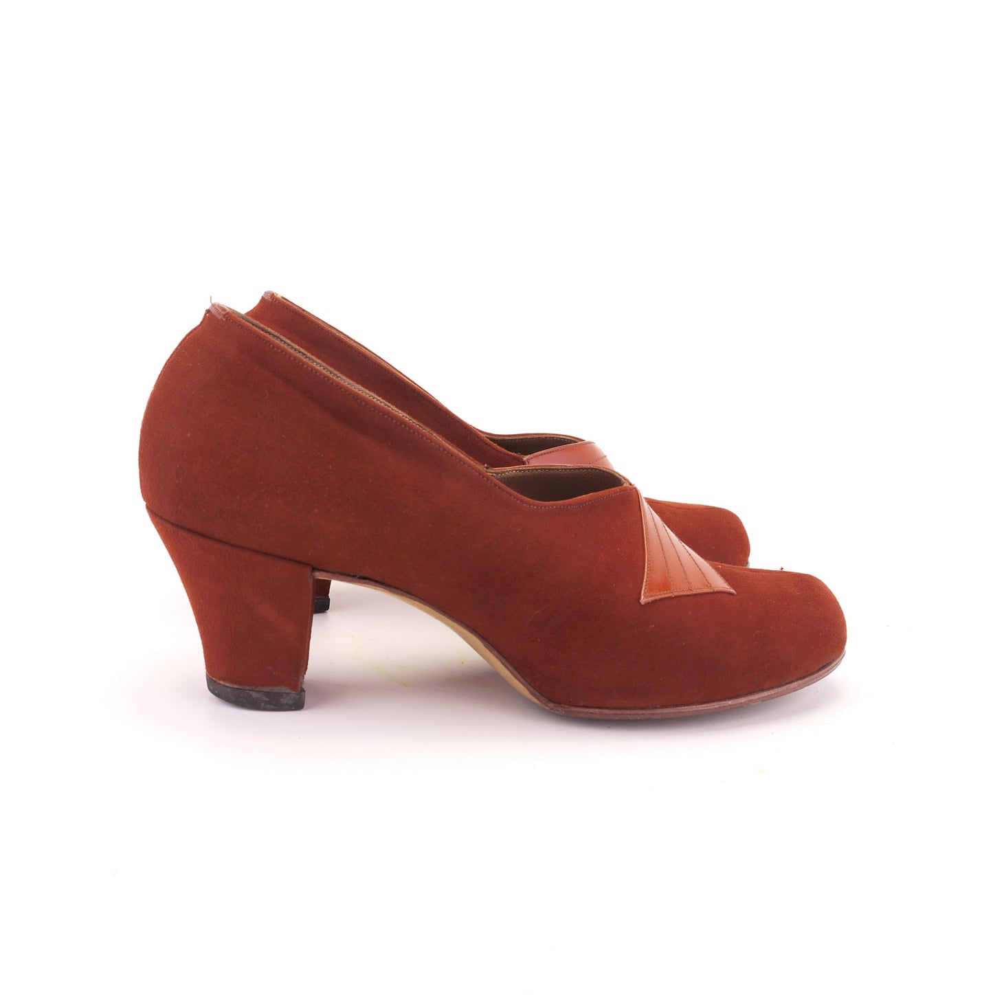 1950s Tan Suede High Cut Pumps UK 4