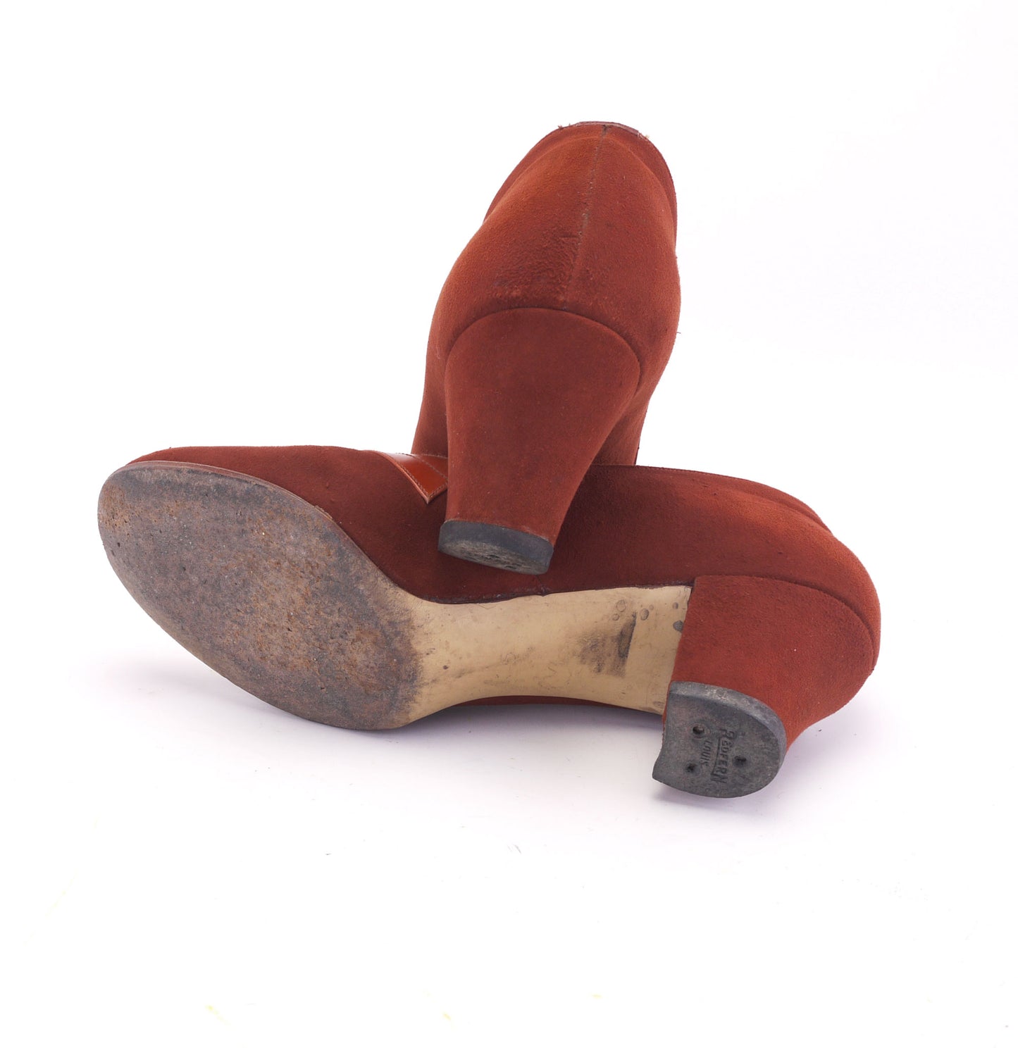 1950s Tan Suede High Cut Pumps UK 4
