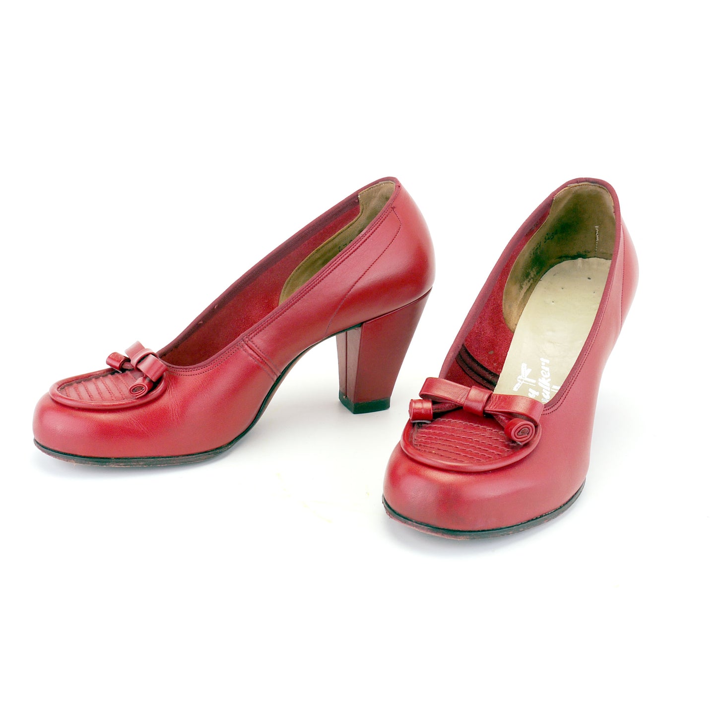 1940s Red Pumps with Apron Tongue UK 3.5