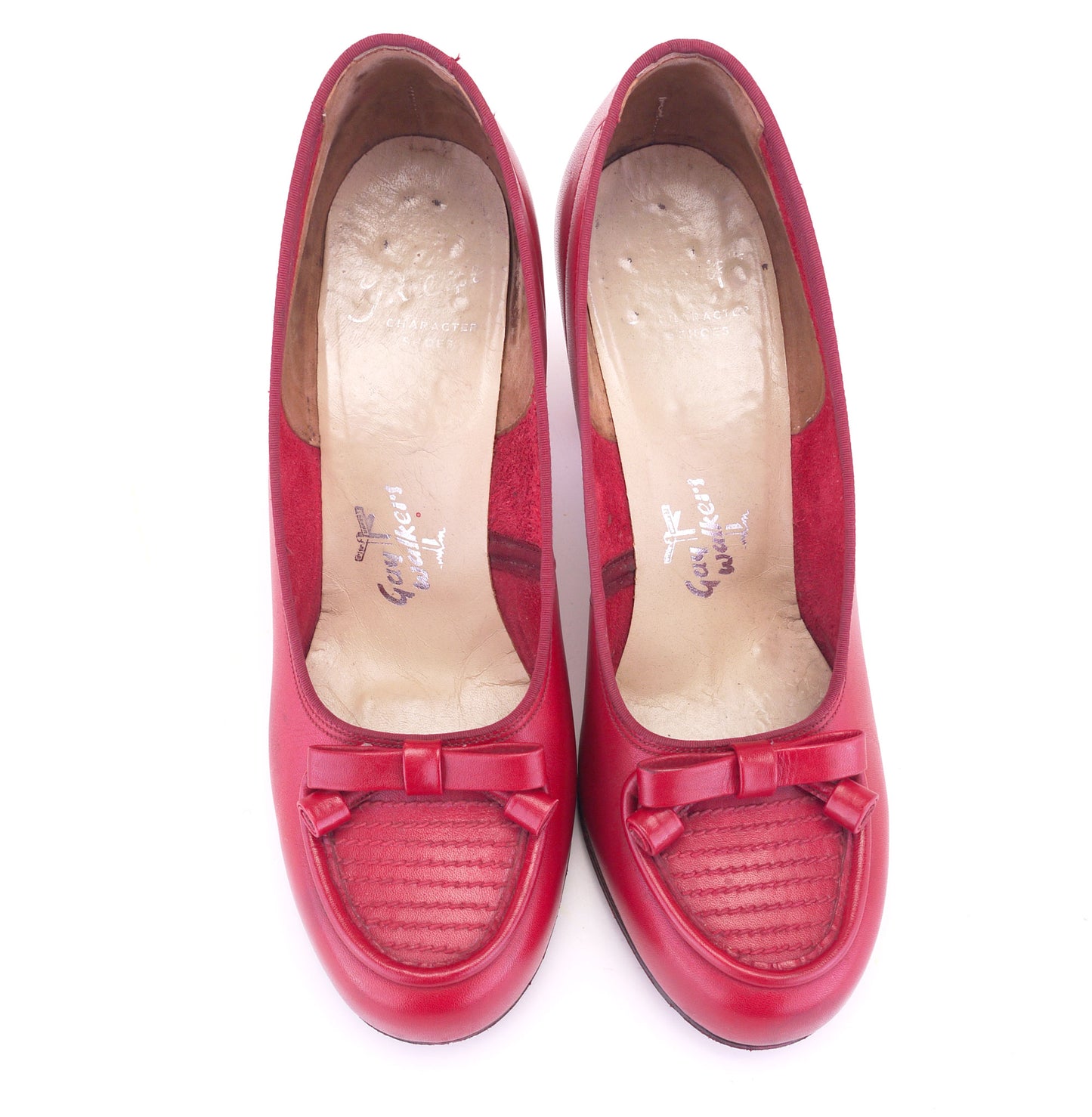 1940s Red Pumps with Apron Tongue UK 3.5