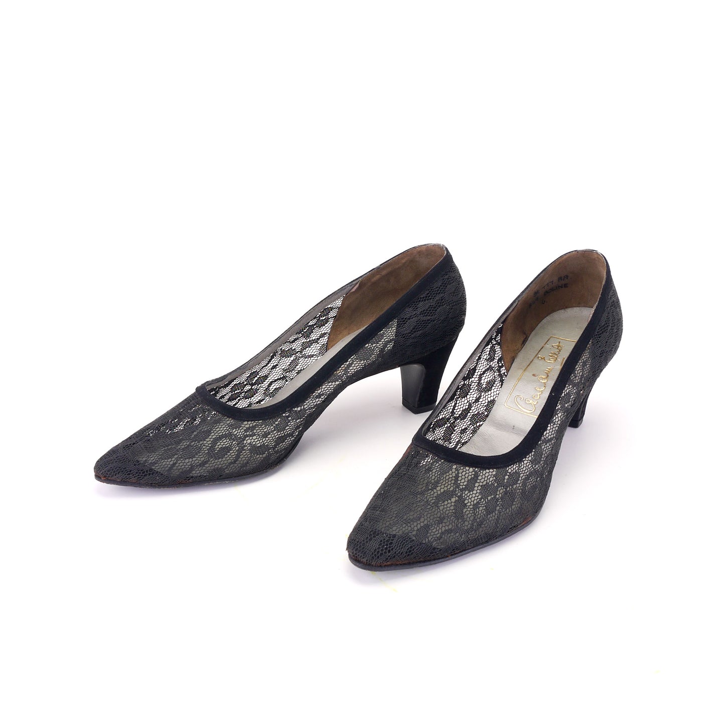 1960s I Miller Black Lace Pumps UK 6