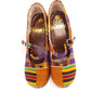 1970s Ethnic Stripe Wedge Shoes UK 3.5