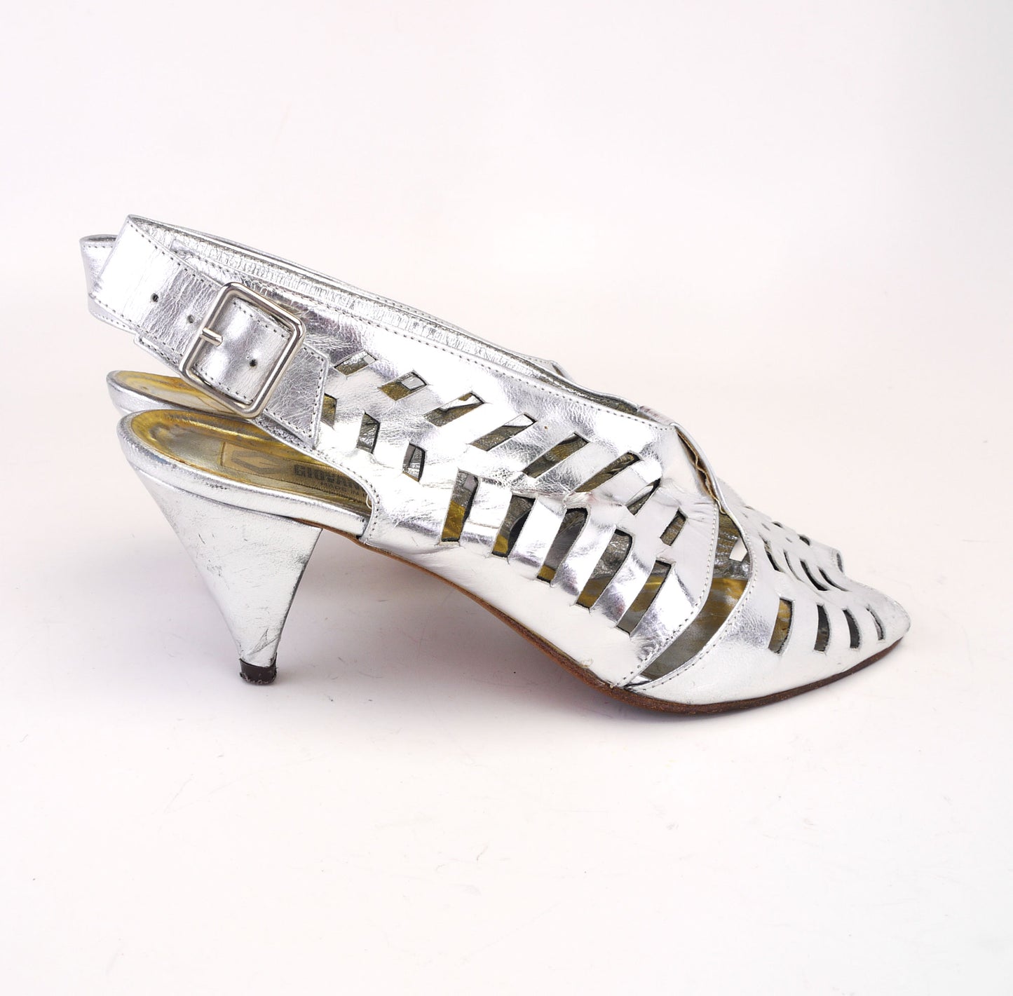 1980s Giovannetti Silver Cutwork Slingbacks UK 4