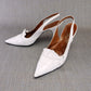 White Ruched 1960s Stiletto Slingbacks by GM UK 5