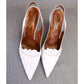 White Ruched 1960s Stiletto Slingbacks by GM UK 5