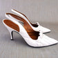 White Ruched 1960s Stiletto Slingbacks by GM UK 5