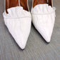 White Ruched 1960s Stiletto Slingbacks by GM UK 5