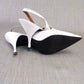 White Ruched 1960s Stiletto Slingbacks by GM UK 5