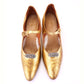 1920s Gold Mary Jane Bar Shoes UK 7