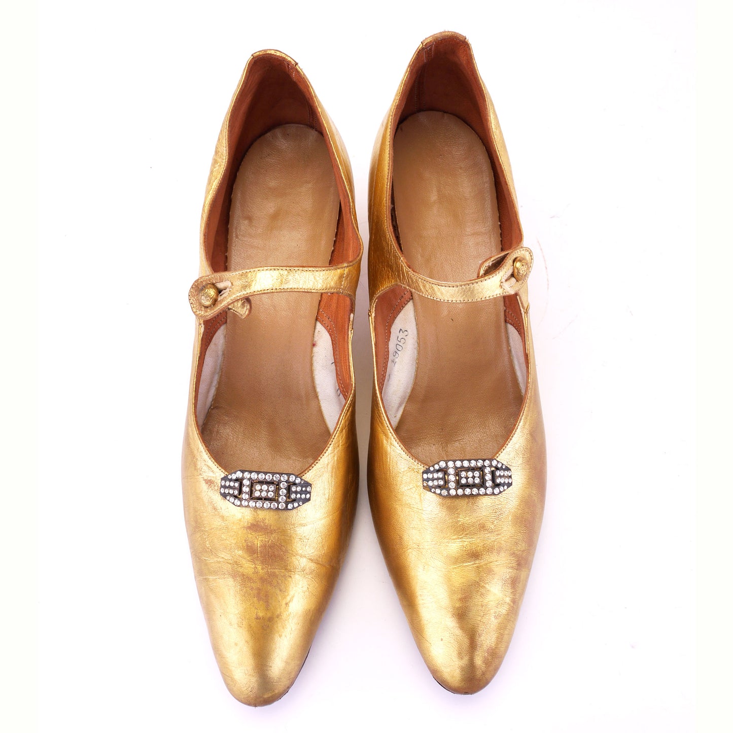 1920s Gold Mary Jane Bar Shoes UK 7