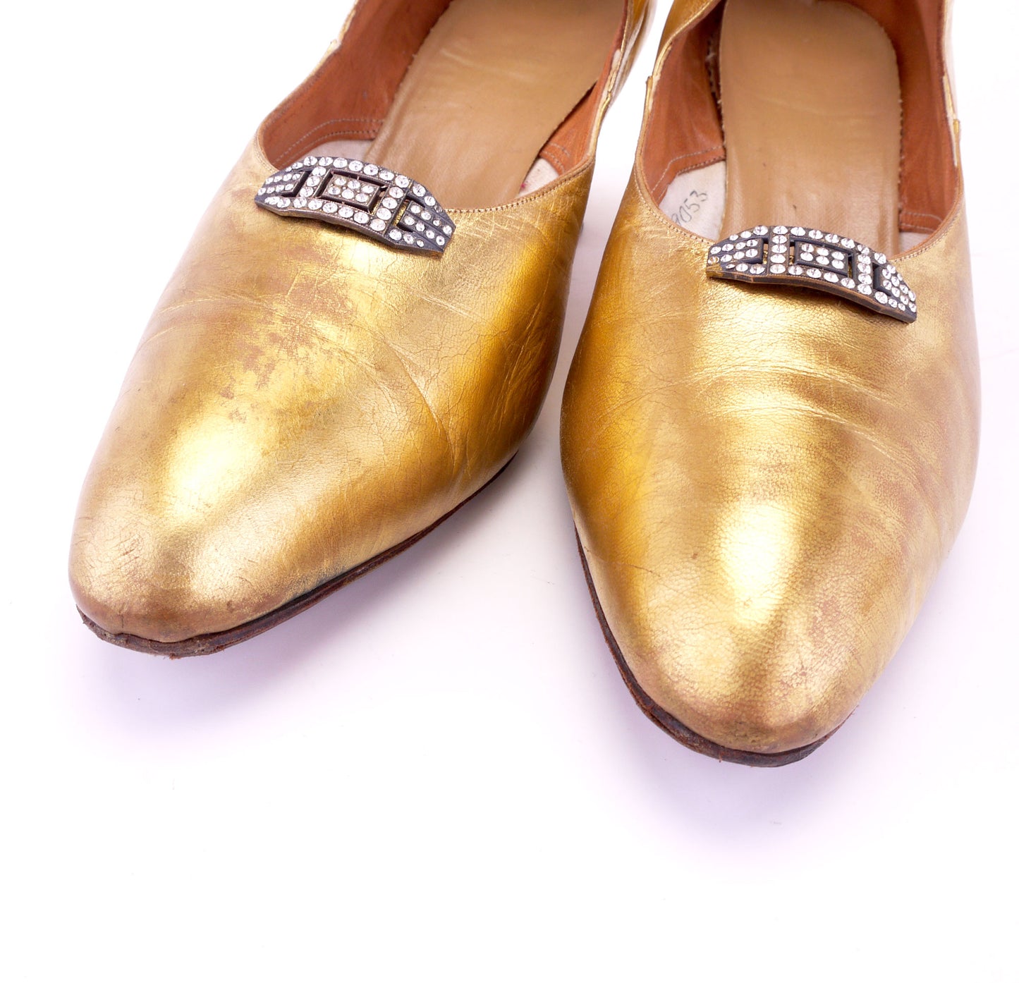 1920s Gold Mary Jane Bar Shoes UK 7