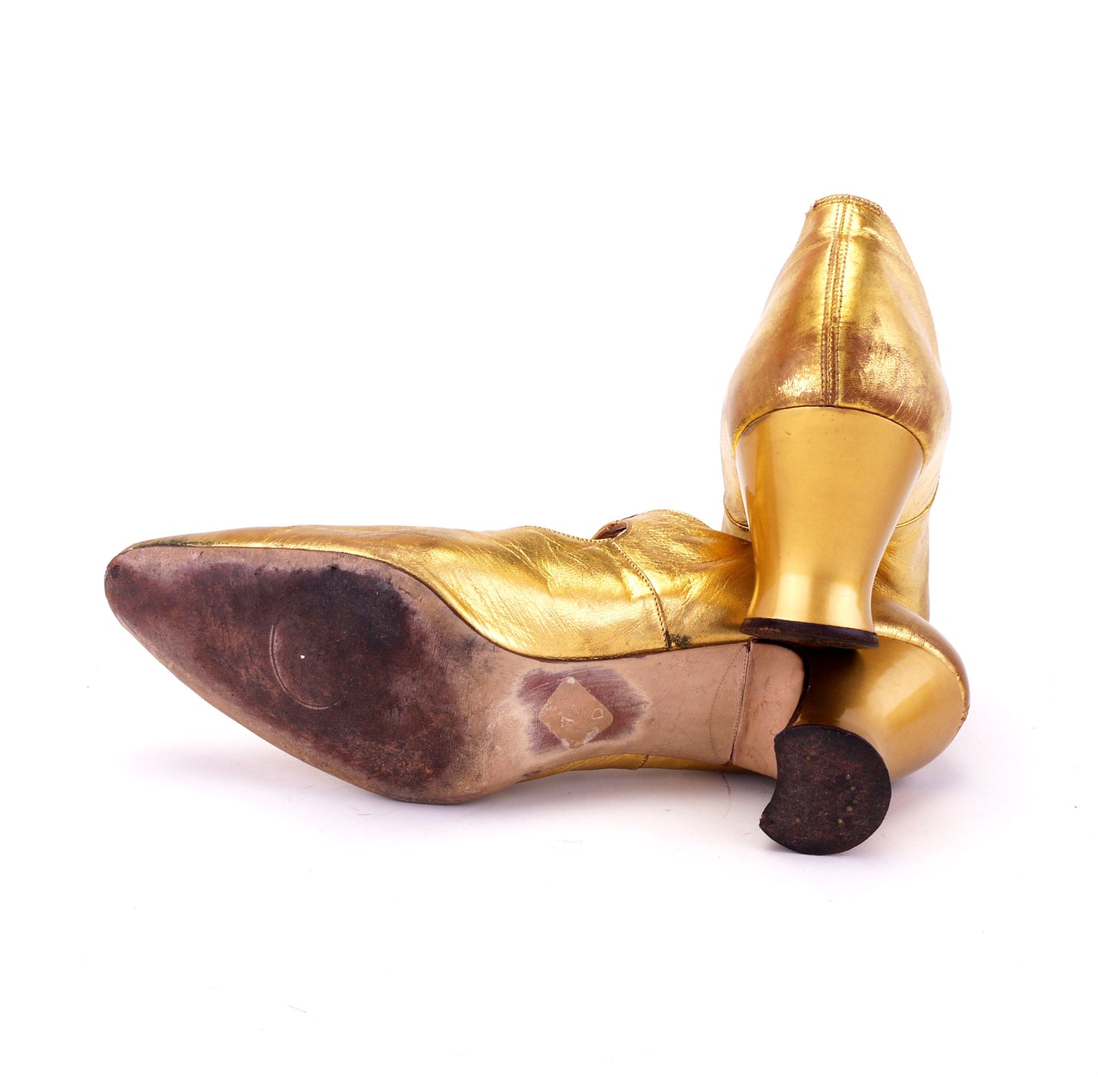 1920s Gold Mary Jane Bar Shoes UK 7