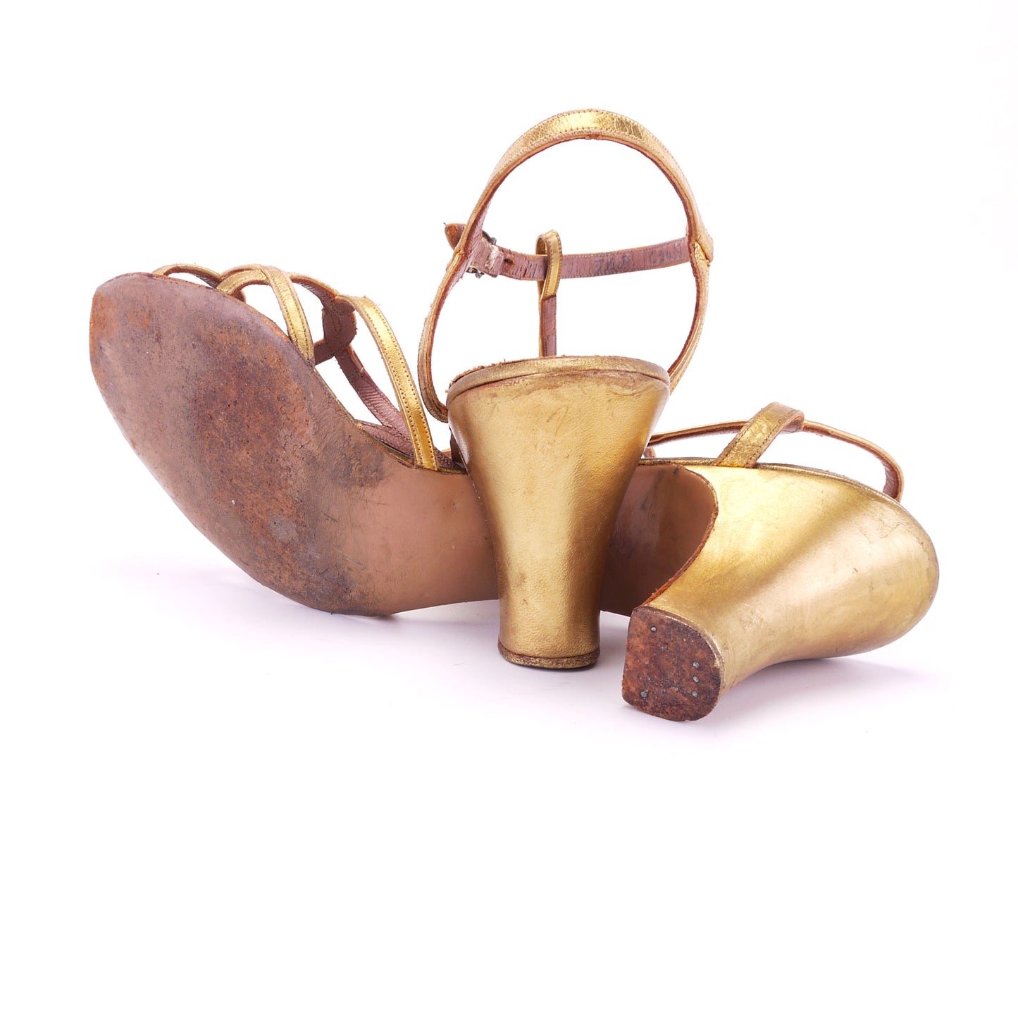 40 / 50s Gold Strappy Barefoot Sandals by Hudsons UK 5