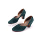 1930s Green Corduroy House Shoes UK 4