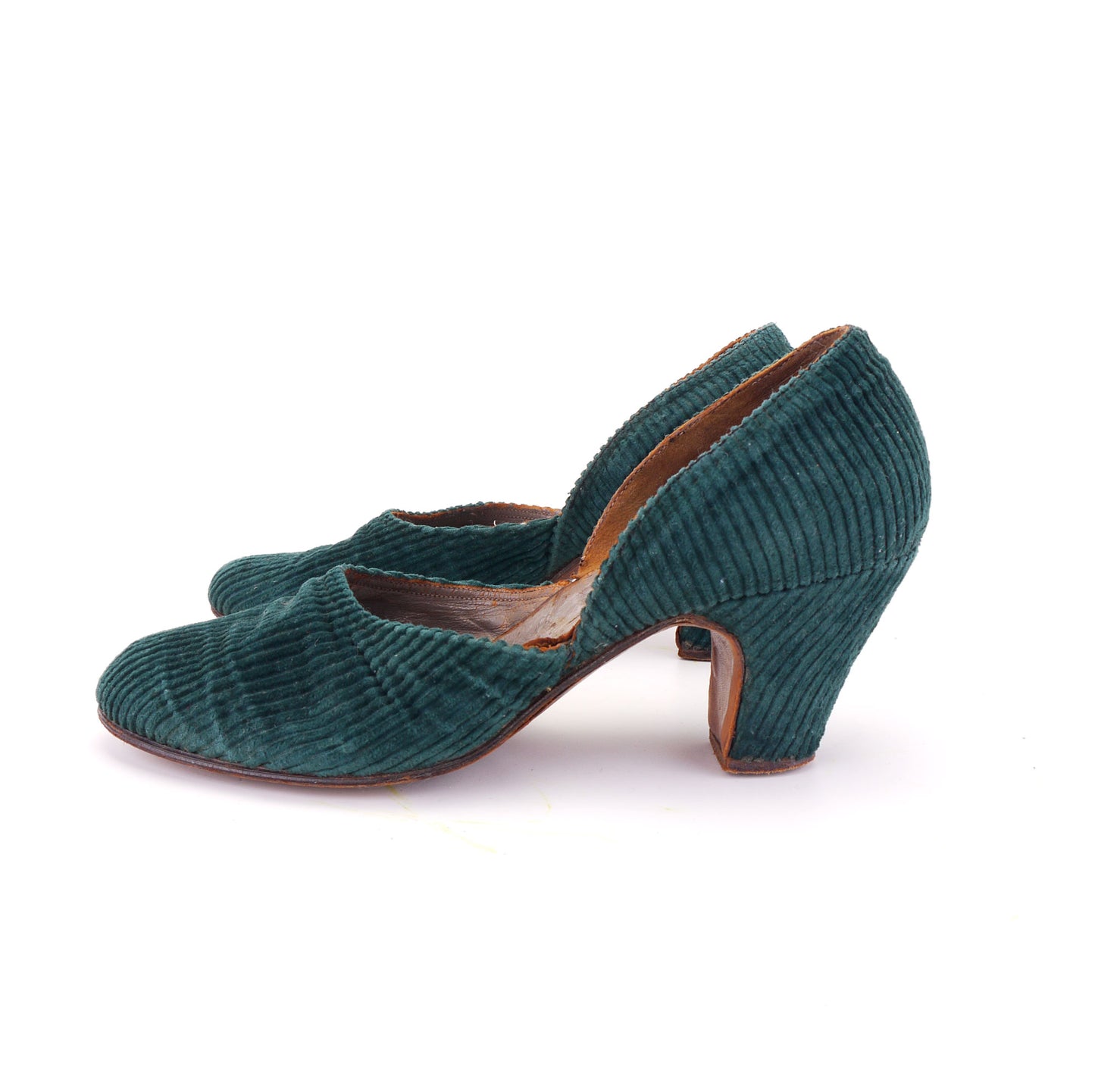 1930s Green Corduroy House Shoes UK 4