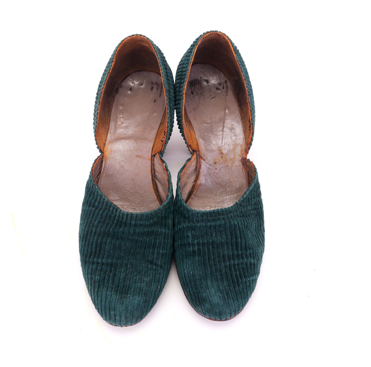 1930s Green Corduroy House Shoes UK 4