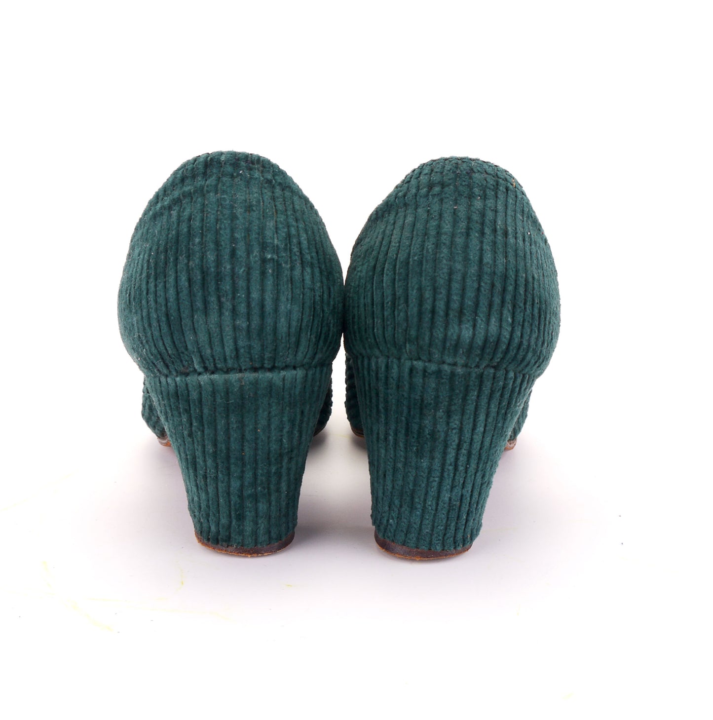 1930s Green Corduroy House Shoes UK 4