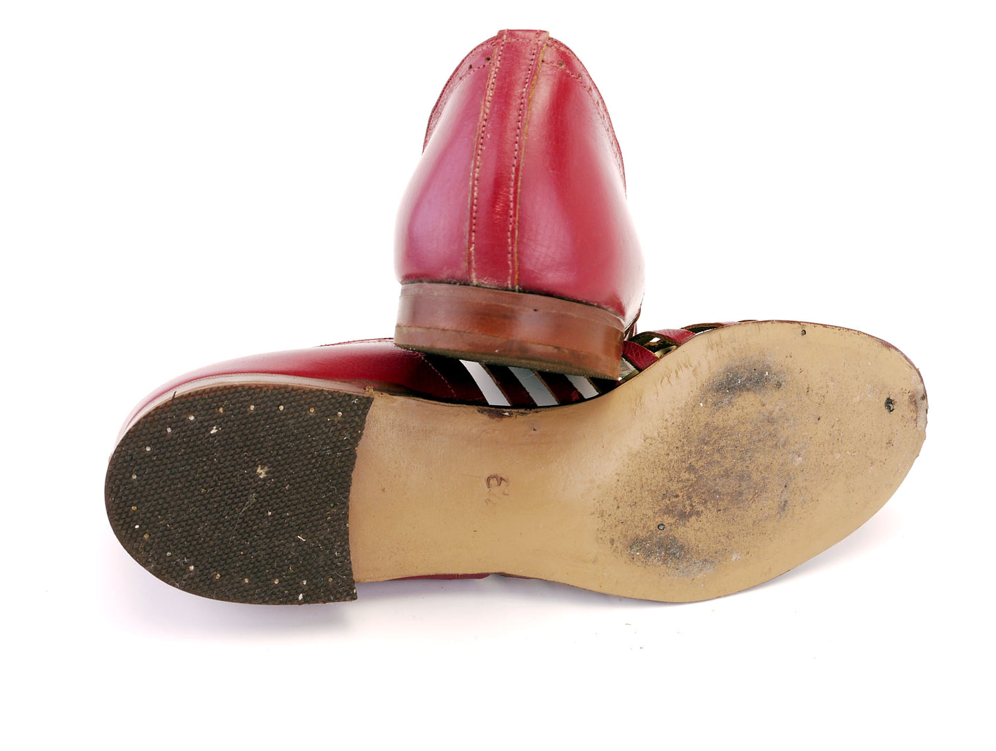 1950s Dark Raspberry Flats with Cutout sides UK 6.5