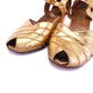 1940s Harrods Gold Triple Wedge Heels UK 4.5