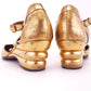 1940s Harrods Gold Triple Wedge Heels UK 4.5