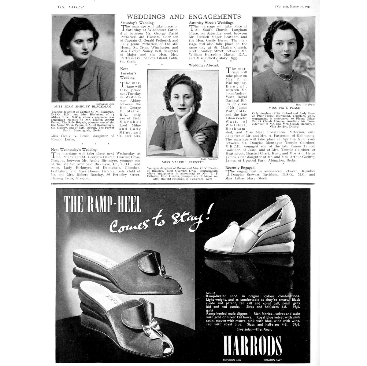1940s Harrods Gold Triple Wedge Heels UK 4.5