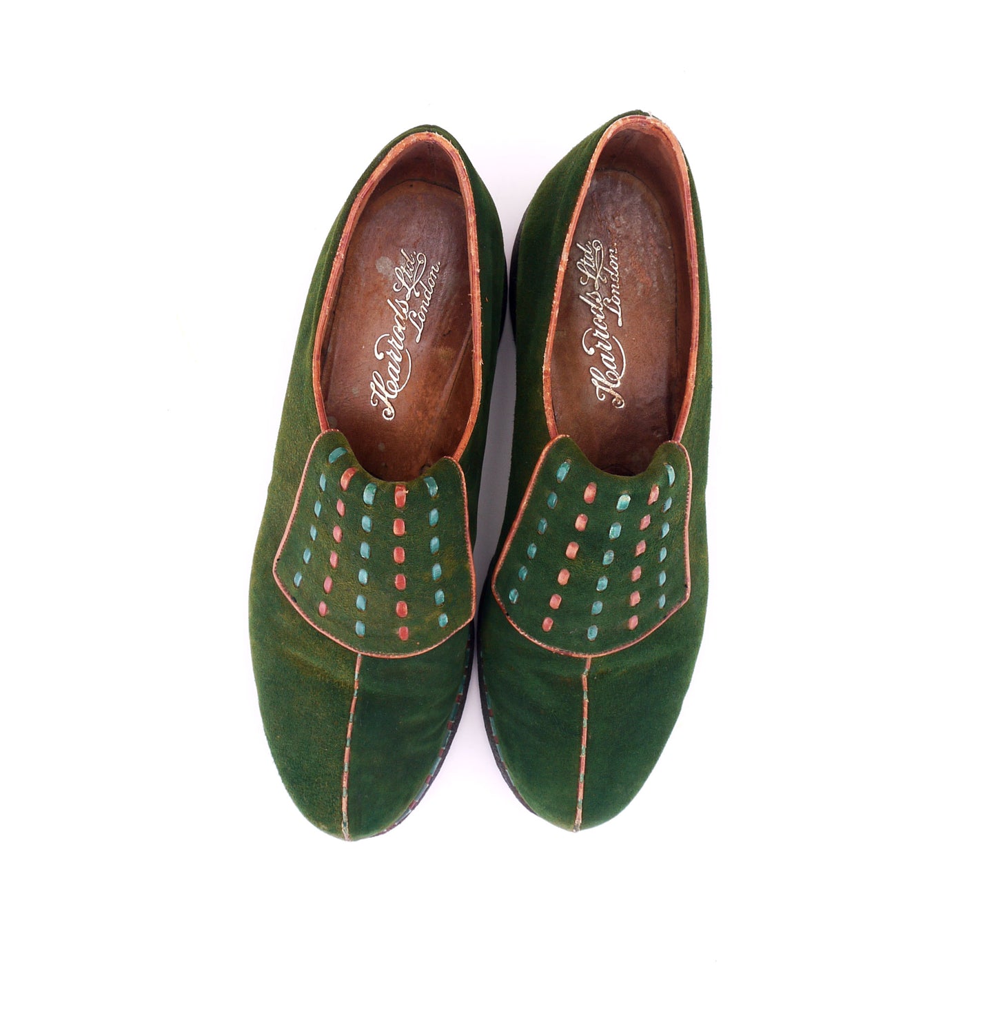 1940s Green Suede Casual Shoes by Harrods for Duchess of G Size 6