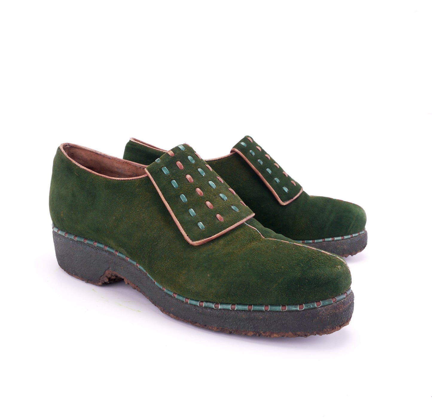 1940s Green Suede Casual Shoes by Harrods for Duchess of G Size 6