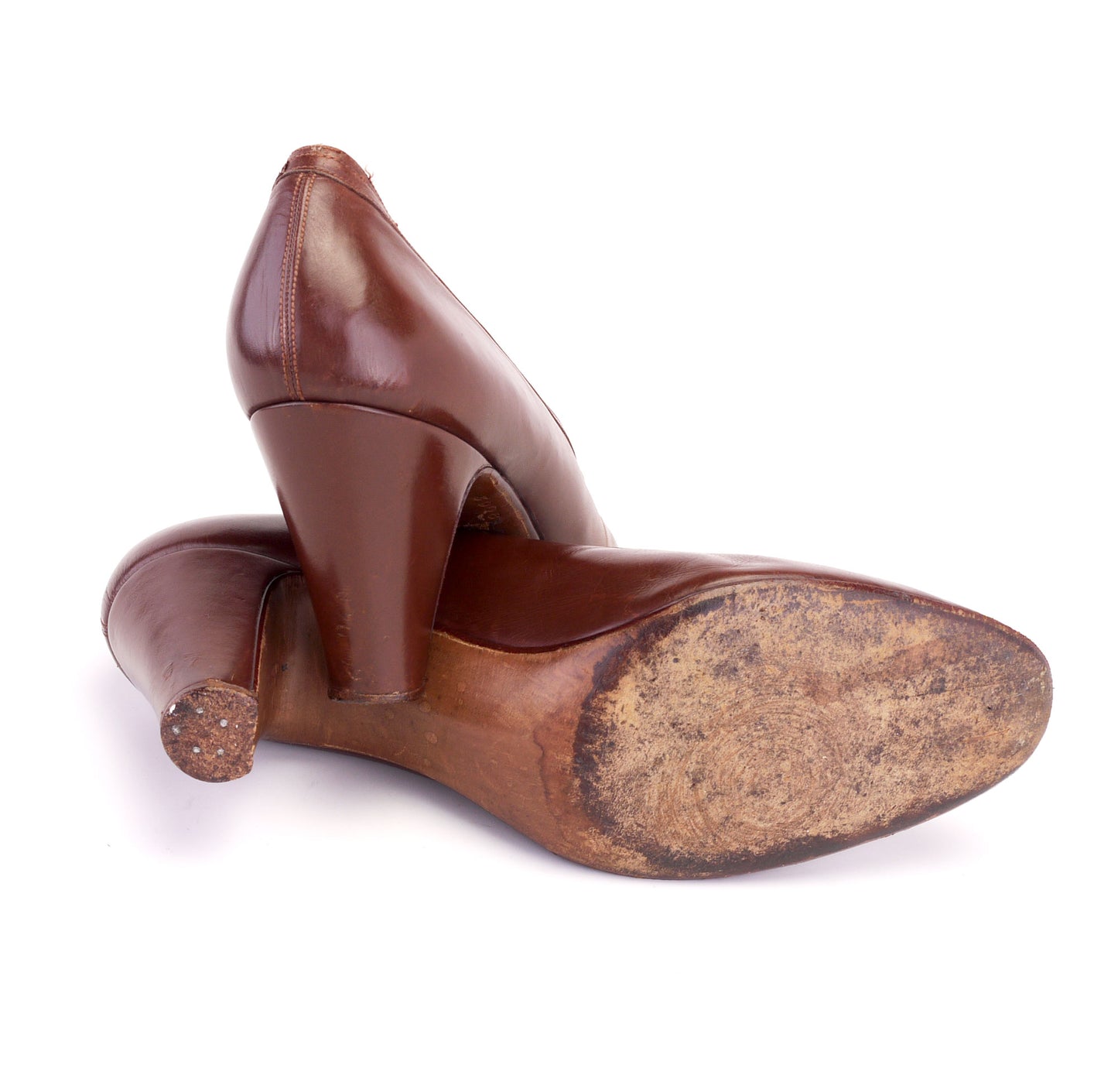 1930s Hellstern Brown Pumps with Plait UK 5.5