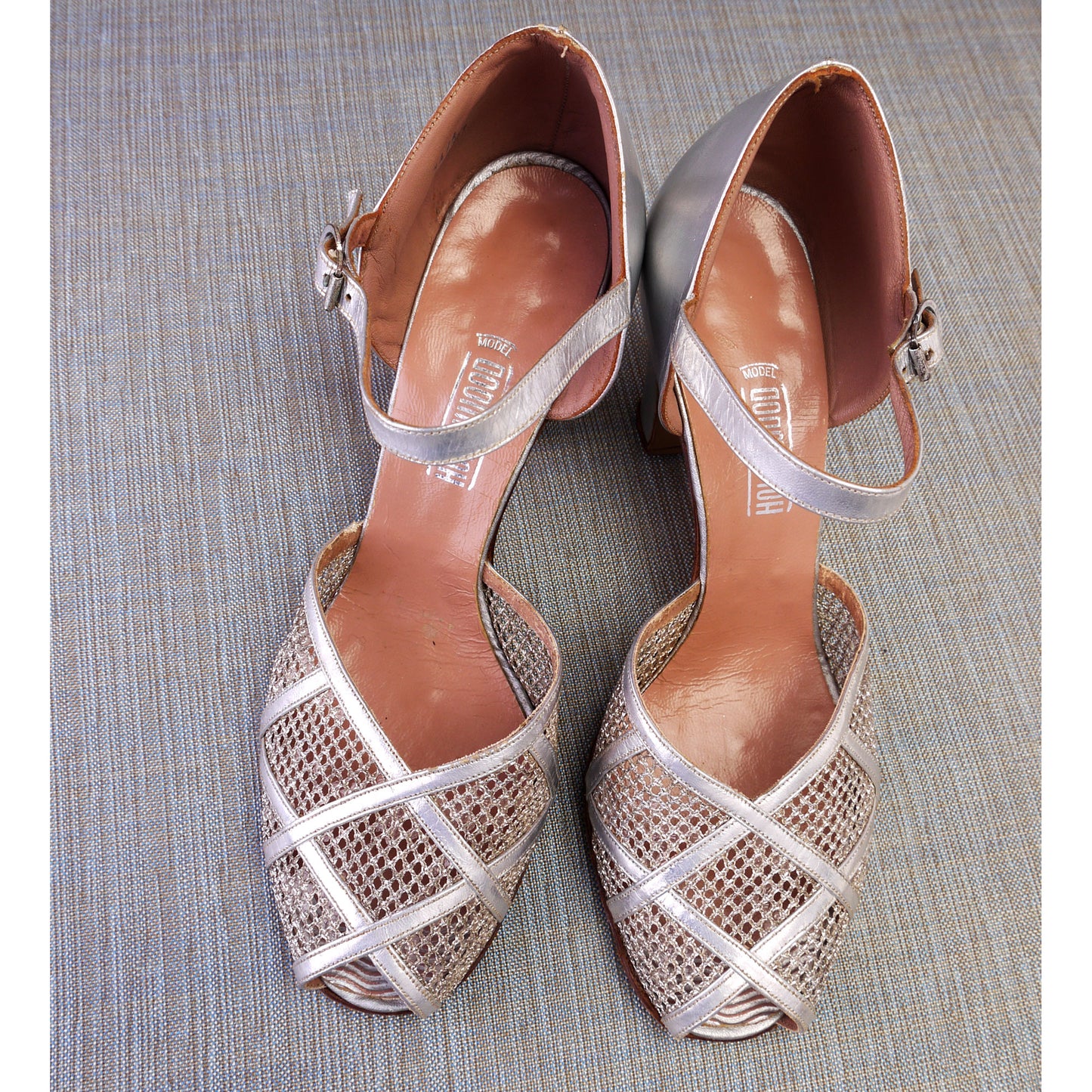 1940s Silver Mesh Sandals by Hollywood UK 4.5