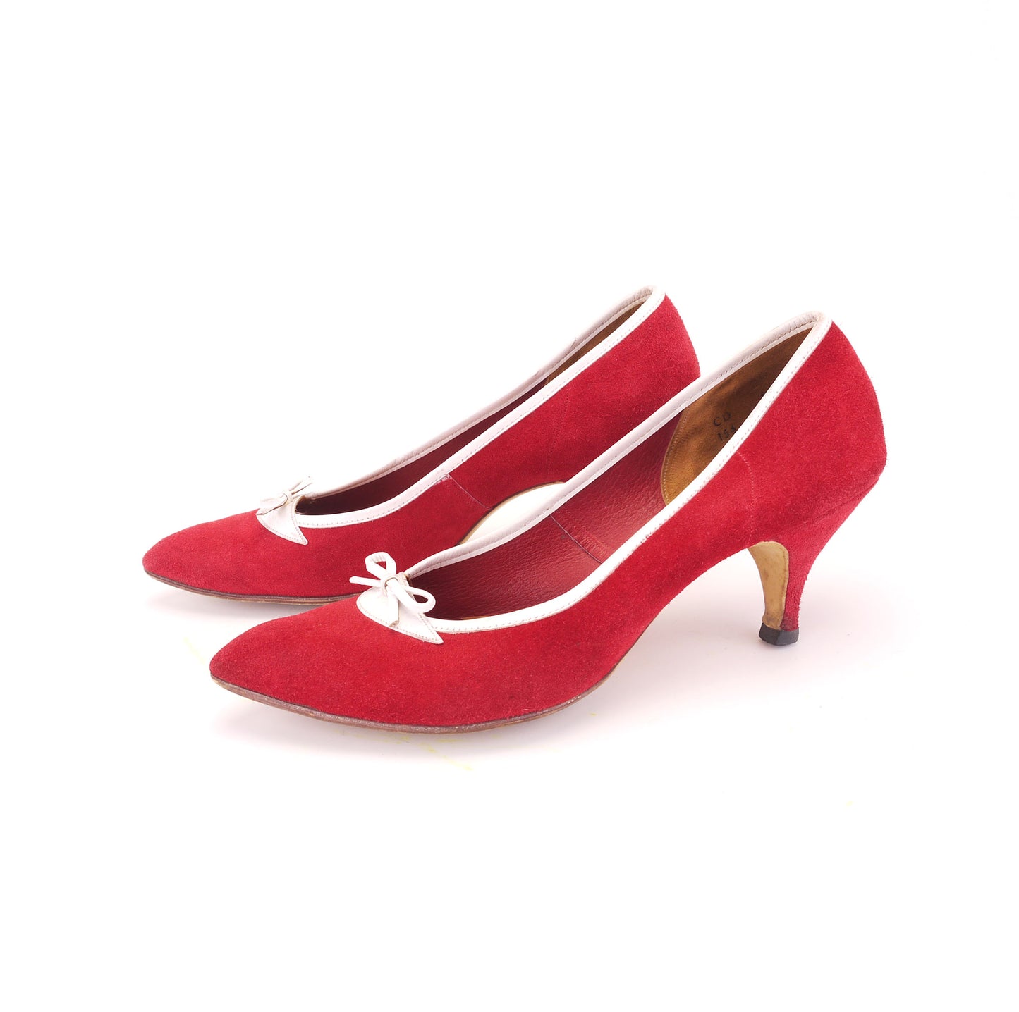 Holmes 1950s Red & White Stiletto Pumps UK 5.5