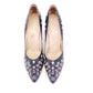 1950s Navy Blue Stilettos w White Embroidery & Cutouts UK 4.5
