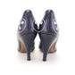 1950s Navy Blue Stilettos w White Embroidery & Cutouts UK 4.5